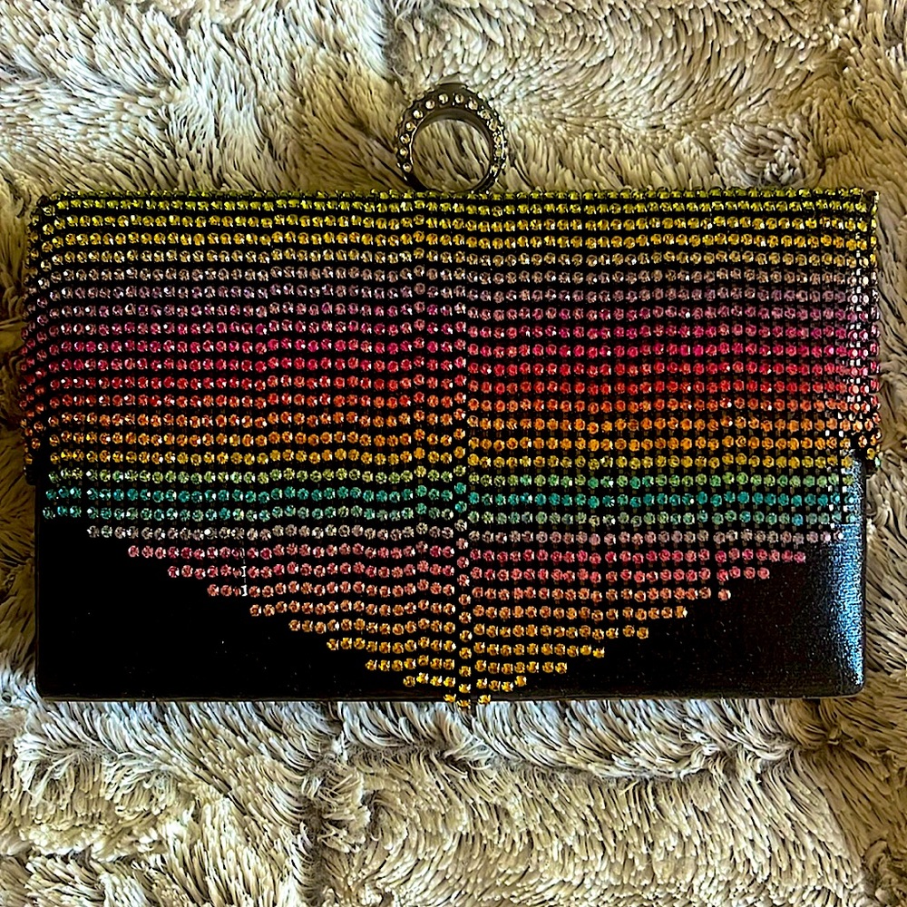 Glass stone rainbow clutch. Wonderful accessory for a night out.